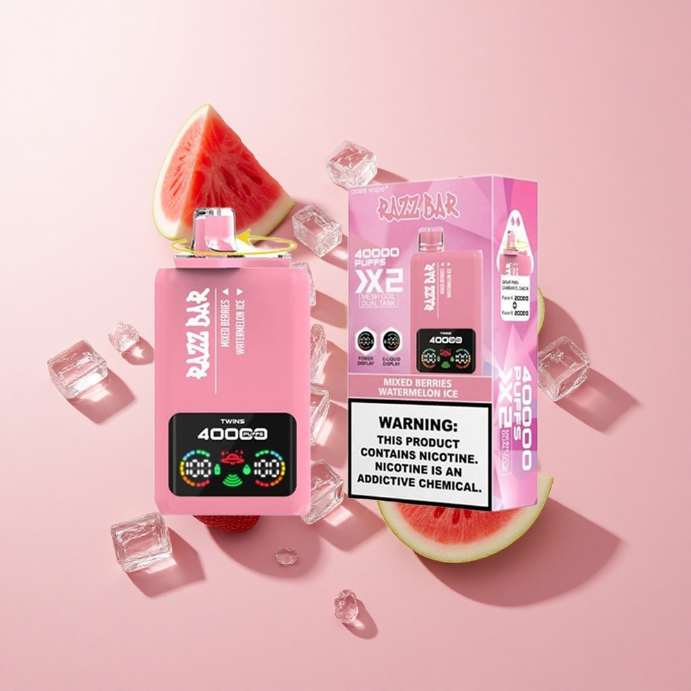 Razz Bar 40000 Puffs Egyszer Használatos E-sigaret Eper Szőlő jég és Görögdinnye Jég 650mAh Type-C Port Razz Bar 40000 Puffs Egyszer Használatos E-sigaret Eper Szőlő jég és Görögdinnye Jég 650mAh Type-C Port