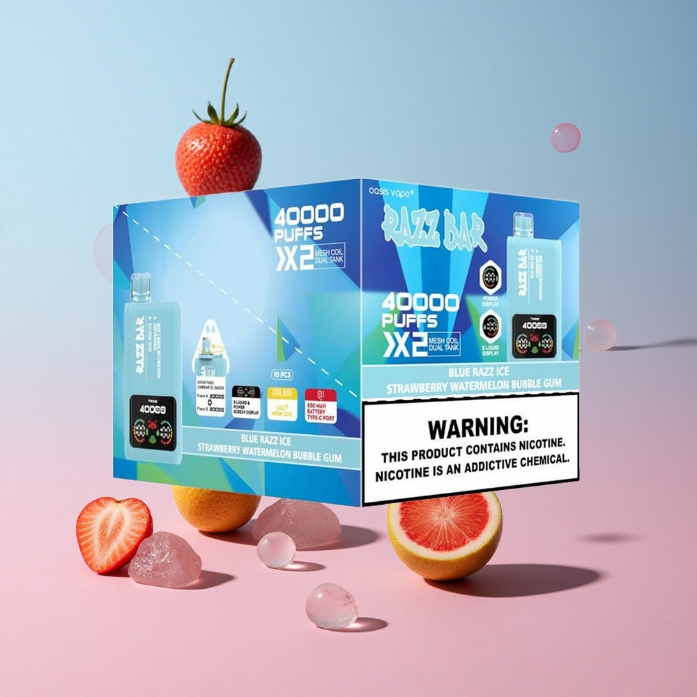 Razz Bar 40000 Puffs Egyszer Használatos Vape Kék Áfonya Jég-Epres-görögdinnye rágógumi, 650 Mah Akkumulátor