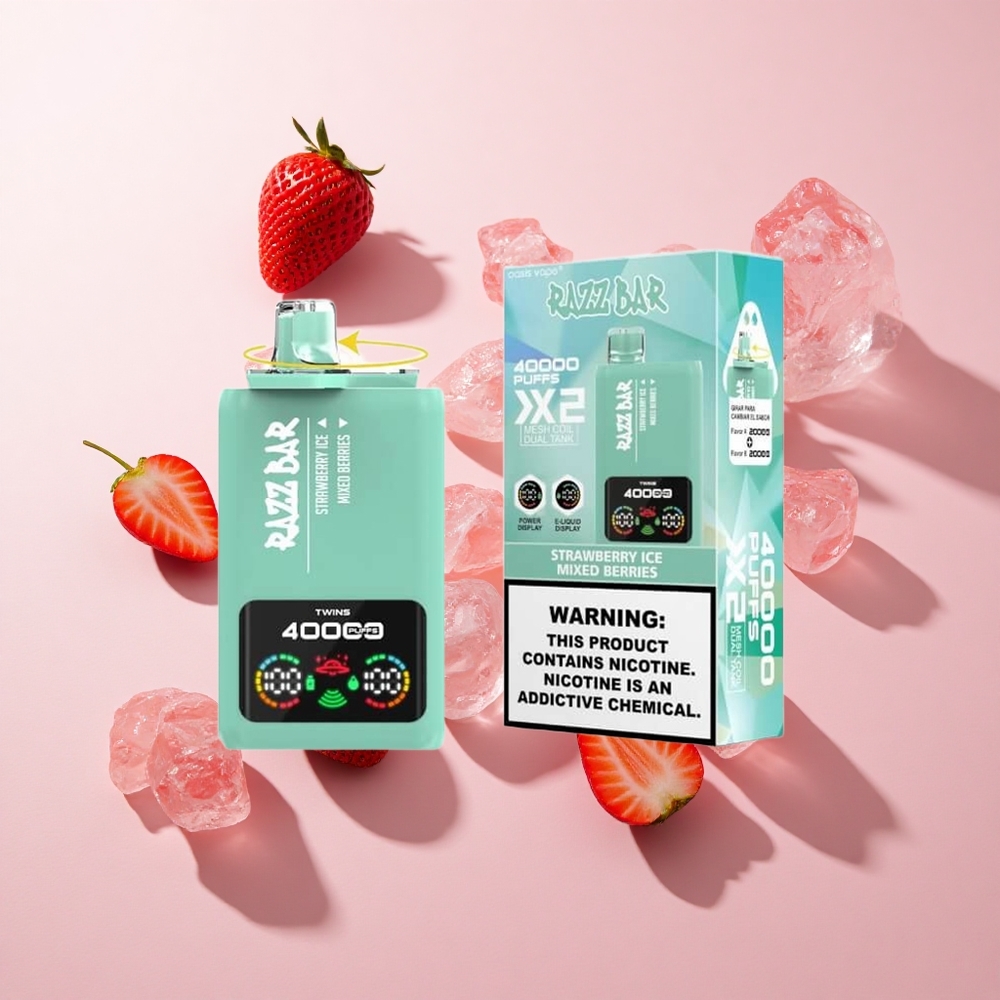 Razz Bar 40000 Puffs Eldobható E-cigaretta Eperjég_Kevert Bogyók, Kijelzővel, 650 Mah Type-C Port Razz Bar 40000 Puffs Eldobható E-cigaretta Eperjég_Kevert Bogyók, Kijelzővel, 650 Mah Type-C Port