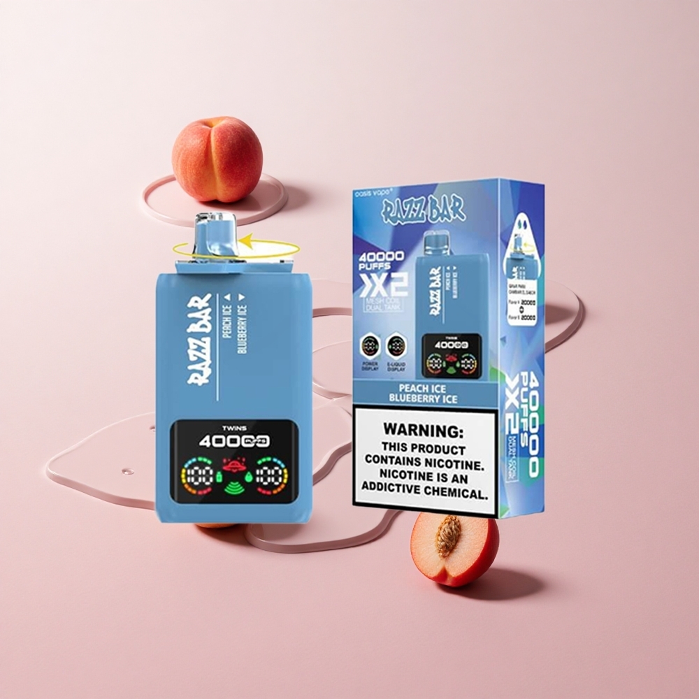 Razz Bar 40000 Puffs Razz Bar Eldobható E-cigaretta Barackjég_Áfonyajég Teljesítmény Kijelző Razz Bar 40000 Puffs Razz Bar Eldobható E-cigaretta Barackjég_Áfonyajég Teljesítmény Kijelző