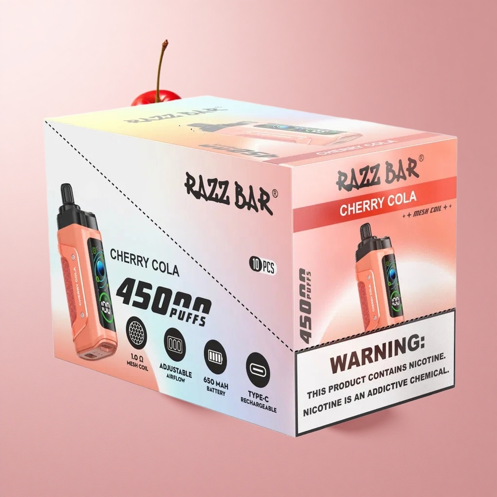 Razz Bar 45000 Puffs Elszívható E-Cigi Meggy Kóla Íz Razz Bar 45000 Puffs Elszívható E-Cigi