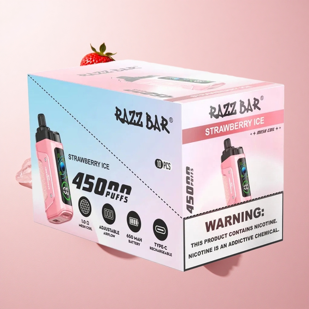 Razz Bar 45000 Puffs Elszívható E-szigi Eper Jég és Ribizli