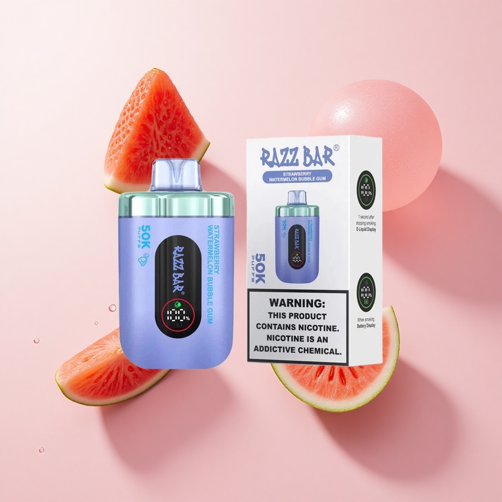 Razz Bar 50K Puffs Eldobható E-cigaretta Eper Dinnye Buborék Rágó 1.0 Ohm Mesh Coil Type-C Tölthető Razz Bar 50K Puffs Eldobható E-cigaretta Eper Dinnye Buborék Rágó 1.0 Ohm Mesh Coil Type-C Tölthető