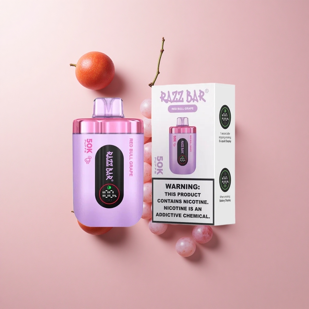 Razz Bar 50K Puffs Eldobható E-cigaretta Vörös Börszőlő és Málna 50000 Puffs 1.0 Ohm Mesh Coil Razz Bar 50K Puffs Eldobható E-cigaretta Vörös Börszőlő és Málna 50000 Puffs 1.0 Ohm Mesh Coil
